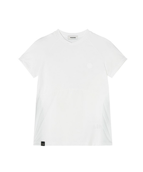 POSHERD Light Cool Mesh Functional Short Sleeve Top - White