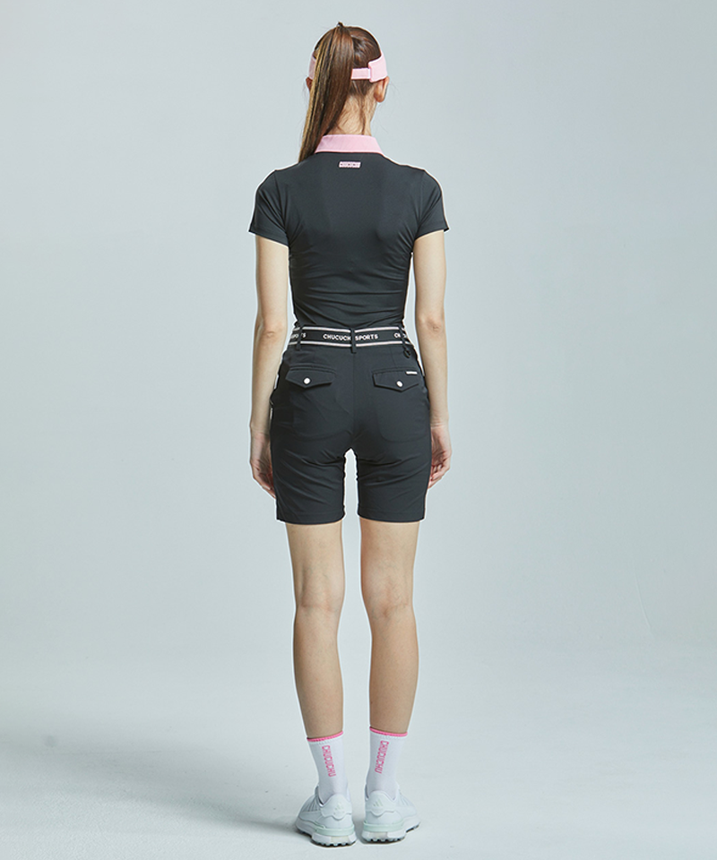 CHUCUCHU Point Collar Short Sleeve Top - 2 Colors