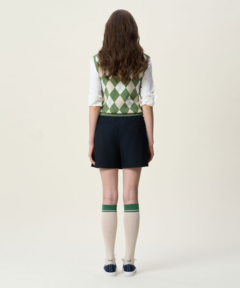 FORDI Ribbon Pleated Shorts - Navy