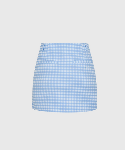 KANDINI Slim Check Mini Skirt - Sky Blue