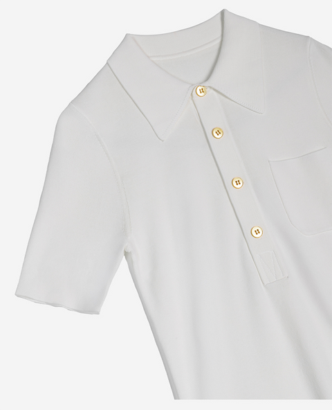 OBER Golf Solid Summer Collar Knit - White