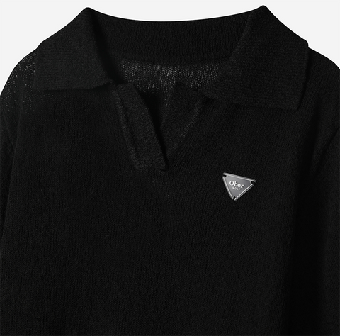 OBER Golf Summer Open Collar Knit - Black