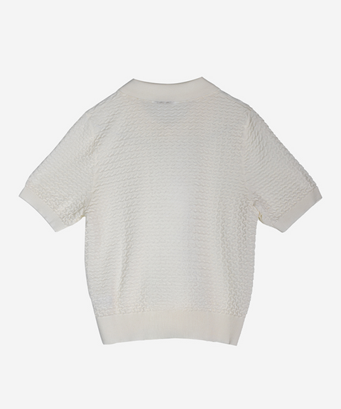 OBER Golf Weaving Texture Collar Knit - Ivory
