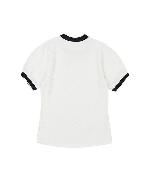 Haley Jacquard Puff T-Shirt - White