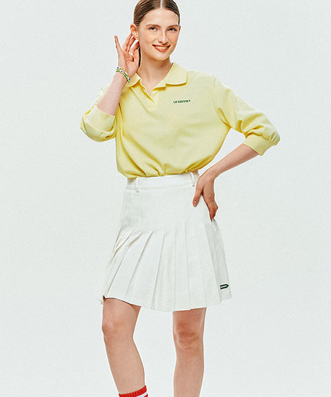 [SAMPLE SALE]LE SONNET Simple Polo Shirts - Lemon Yellow