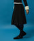 CREVE NINE: Slit Warm Pleated Skirt - Black