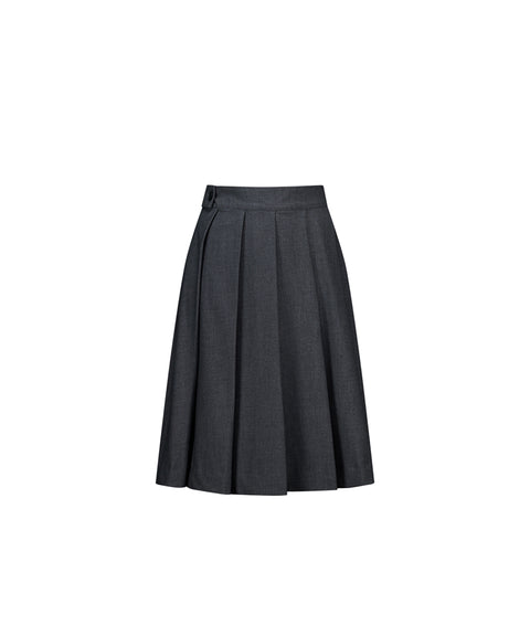LE SONNET Classic Pleats Wool Skirt - Gray