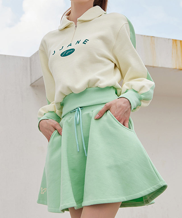 [Season End] J.Jane Color contrast Sweatshirt SET UP - Melon