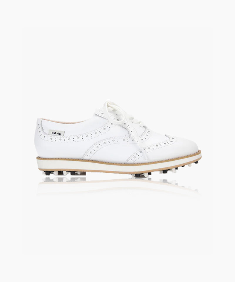 Giclee Unisex Classy Comfort Leather Golf Shoes with Spikes - White