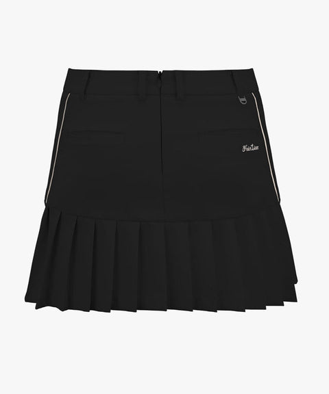 [Warehouse Sale]  FAIRLIAR Hem Half Pleated Skirt - Black