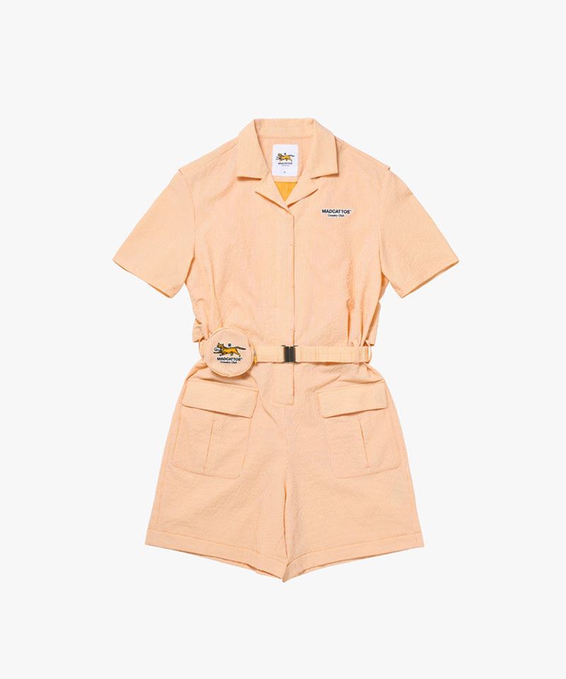 MC Women's Seersucker Romper -  Yellow