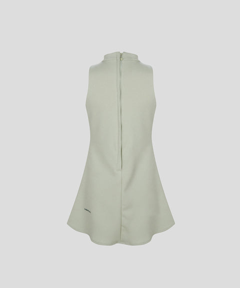 KANDINI Half-Neck Sleeveless Dress - Light Khaki