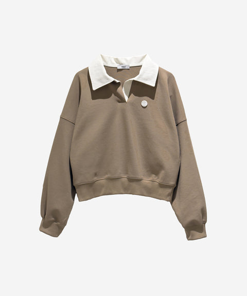 OBER Golf Layered Collar Sweatshirt - Beige