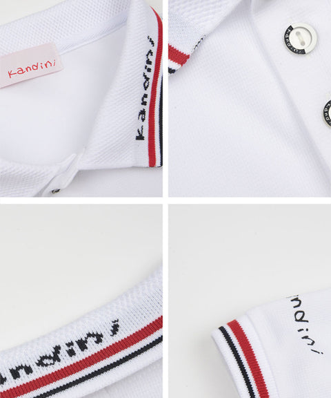KANDINI Jacquard Collar Pique T-Shirt - White