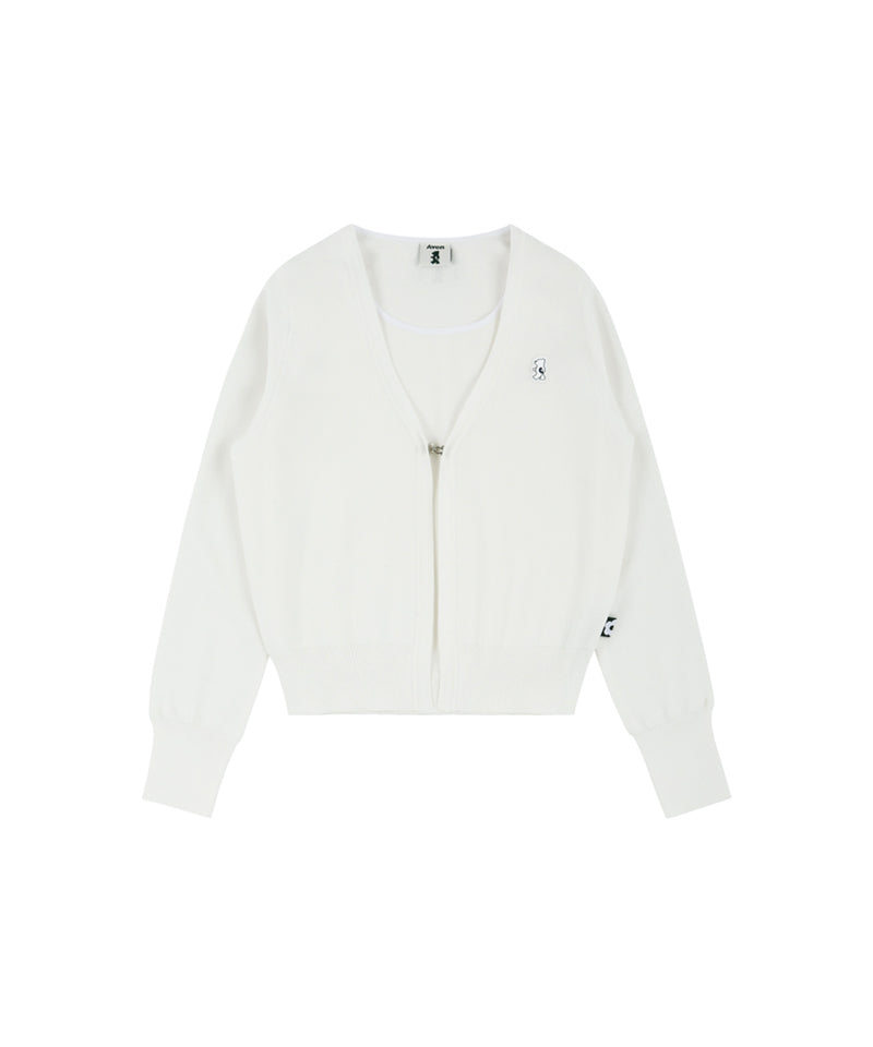 AVEN Sleeveless Knit Cardigan Set -White