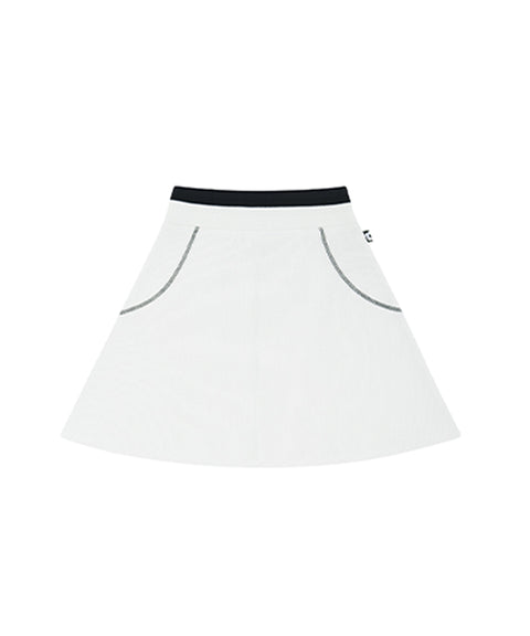AVEN Stitched Flared Skirt - White