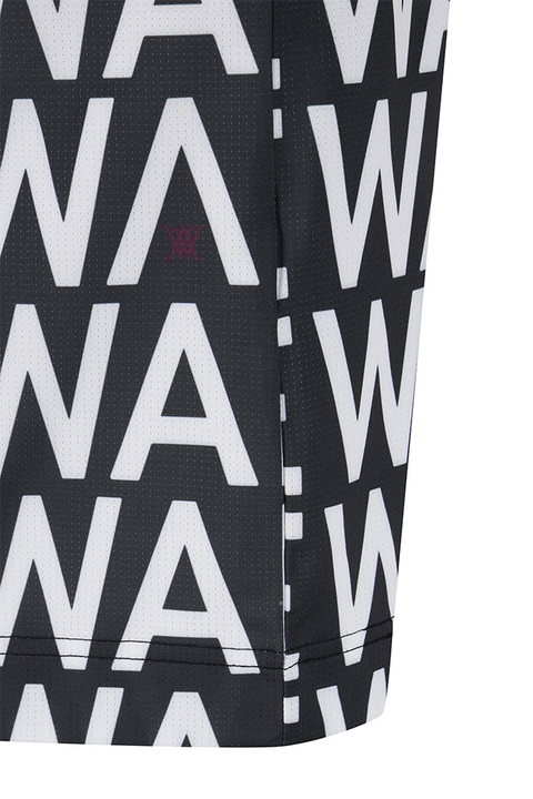 Men's SM Logo Pattern Short T-Shirt - Black