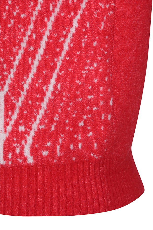 Women's WI Fuzzy Logo Point Sweater - Red