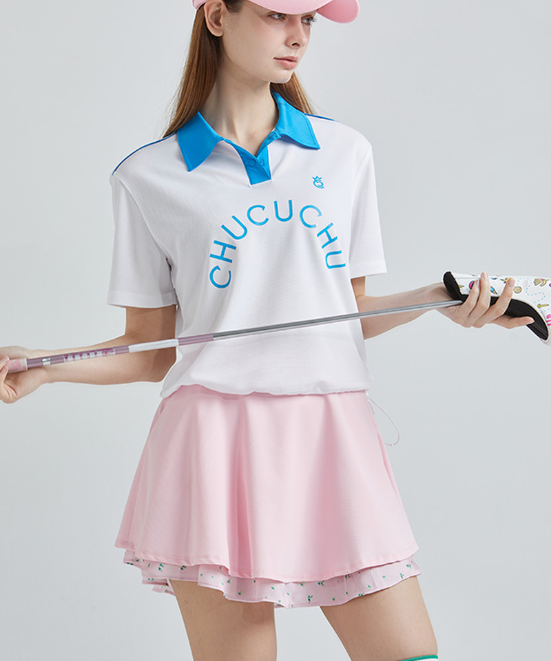 CHUCUCHU Pastel Double Flare Skirt - Pink