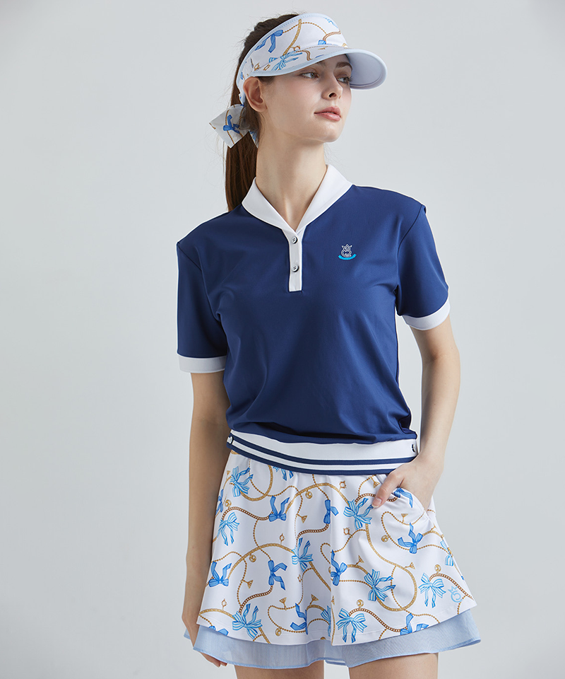 CHUCUCHU Pita Double Flare Golf Skirt - Light Blue