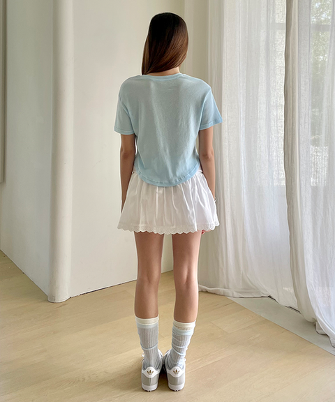 PIV'VEE Curved Hem T-shirt - Airy Blue