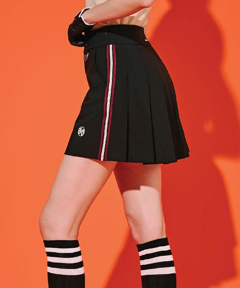 Mahes Golf Front And Back Reverse Back Sagging Spandex Skirt - Black