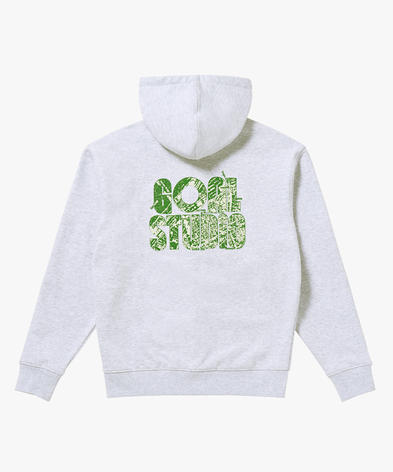 Goal Studio Unisex Map Logo Hood Zip-Up - Melange Grey
