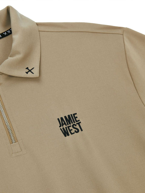 Jamie West Half Zip-up Jersey Collar Point P-Shirts - Beige