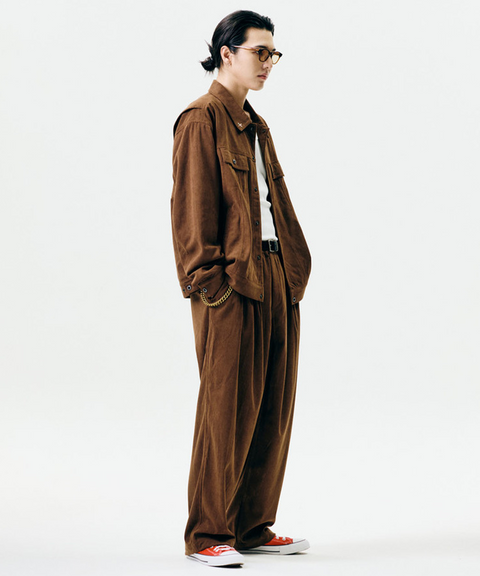 Jamie West Corduroy Three Tuck Wide Pants - Brown