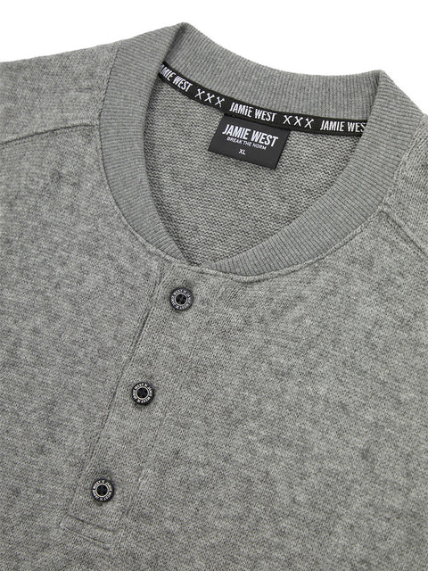 Jamie West Henley-Neck Pocket Knit MTM - Grey