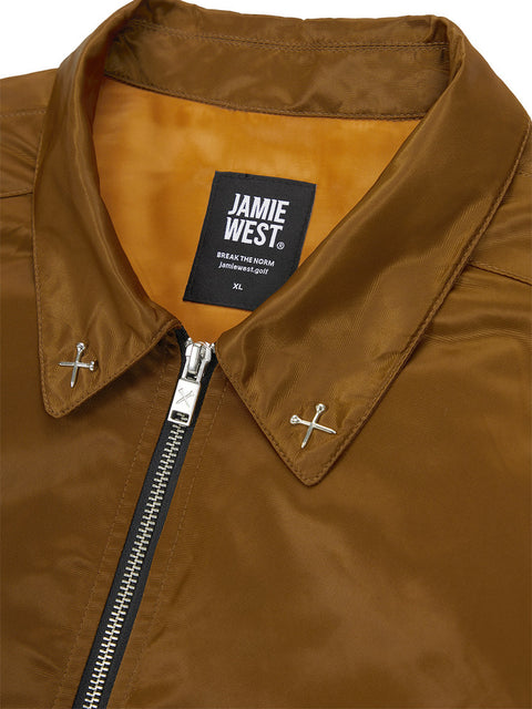 Jamie West Nylon Collar Point Aviator Jacket - Brown