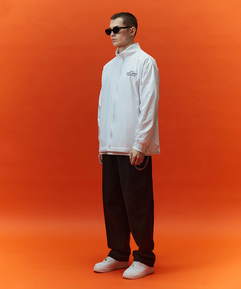 Jamie West Stand Collar Lettering Windbreaker - White