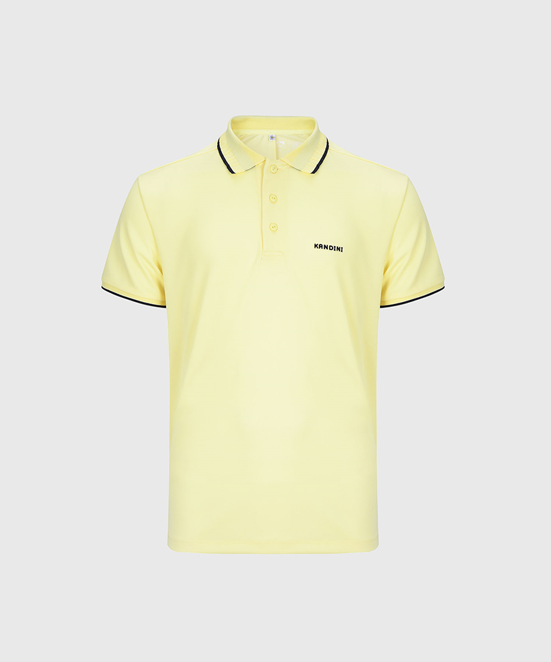 KANDINI Unisex Pleated Collar Short Sleeve Polo - Lemon