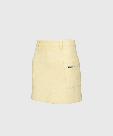 KANDINI Wool Touch Pocket Skirt - Lemon