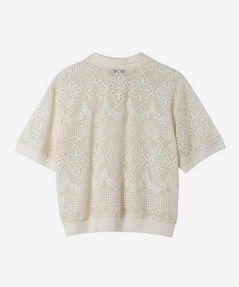 OBER Golf Lace Short Sleeve Set - Ivory