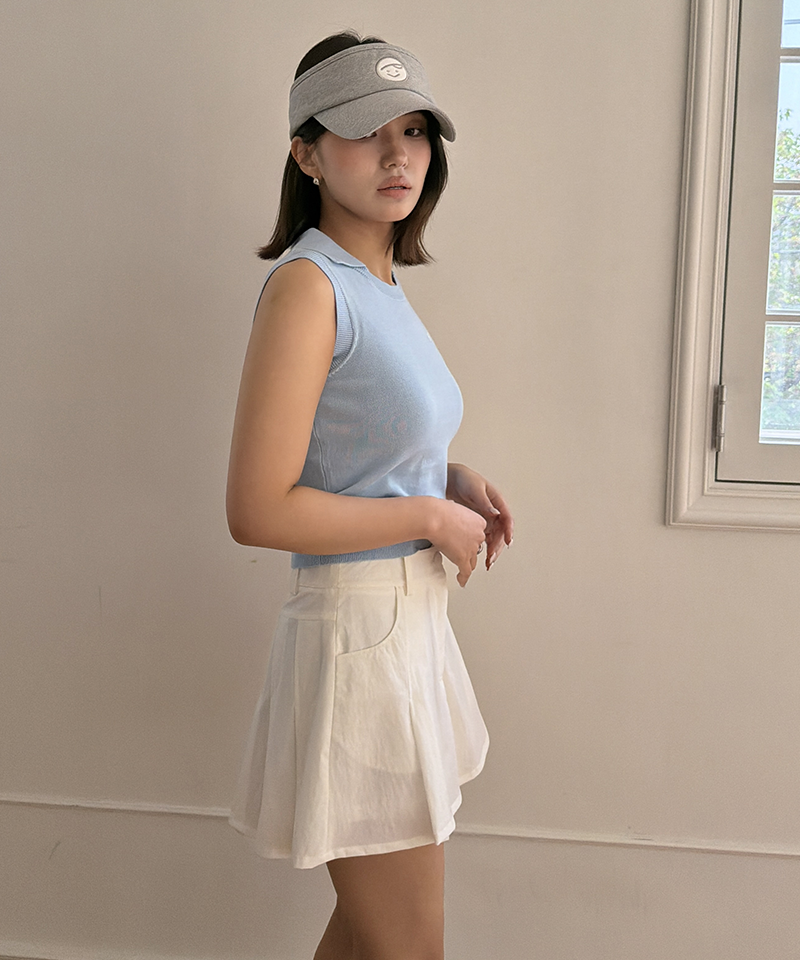 PIV'VEE Giant Smiley Sleeveless Knit Top - Cornflower Blue
