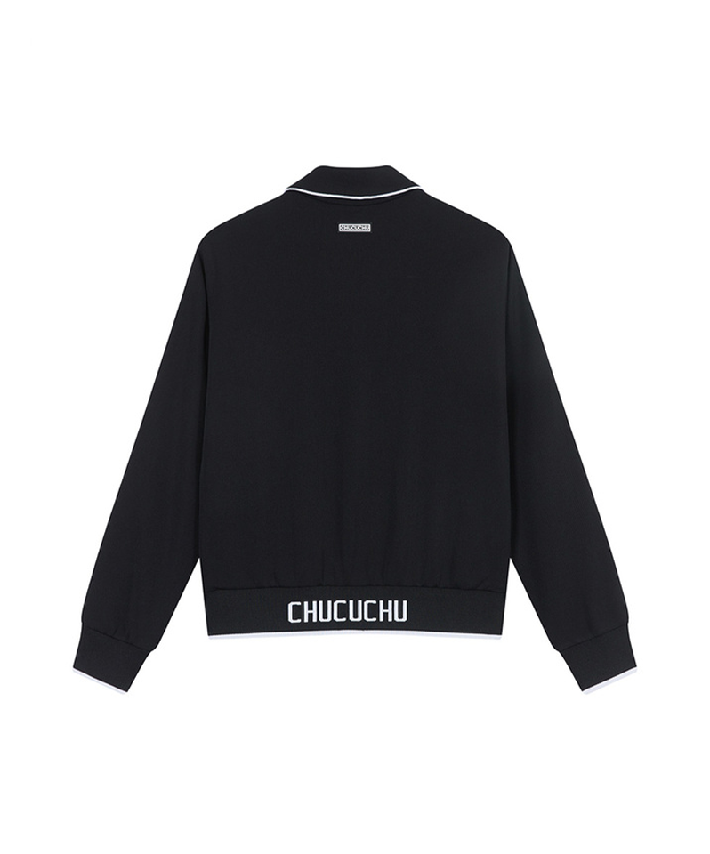 CHUCUCHU Piping Two-Way Zip-Up Jacket - Black