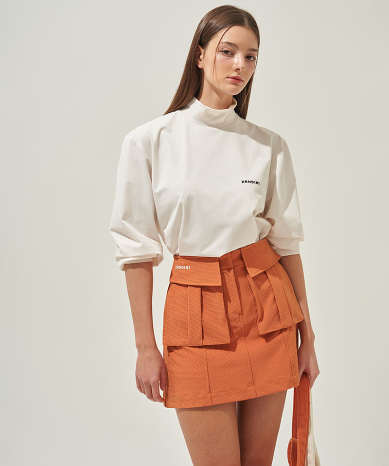KANDINI Pocket H-line Skirt - Orange