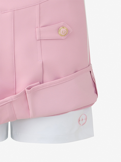 GFJ Golf Women's Front Piping Tuck Skirt - Pink