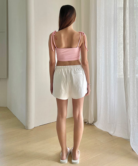 PIV'VEE Printed Drawstring Shorts - Cloud White
