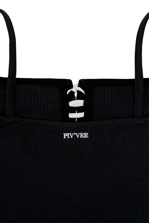 PIV'VEE String Tie-up Cami - Ebony Black