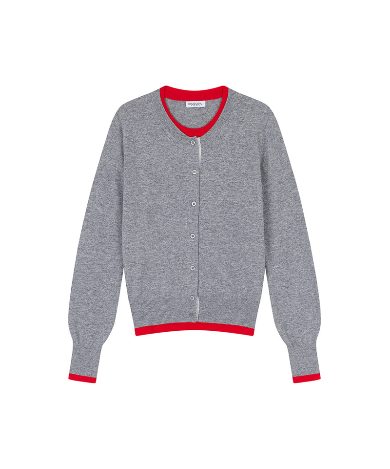 CHUCUCHU Two-Tone Wool Blend Cardigan - 2 Colors
