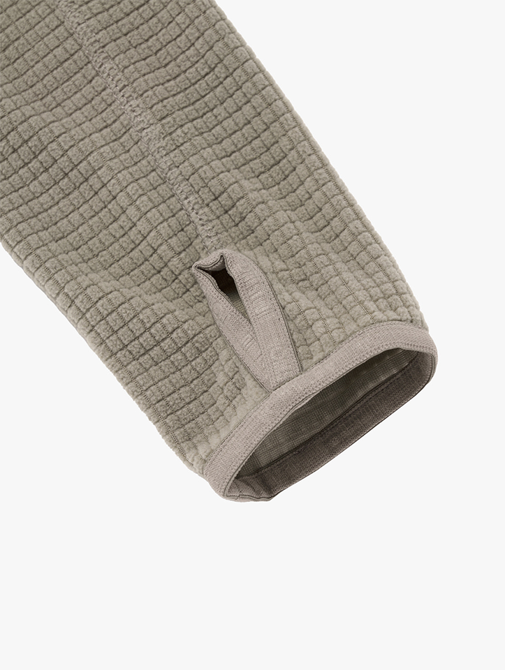 Goal Studio Women's Grid Fleece Quarter Zip-Up Tee - Dark Beige