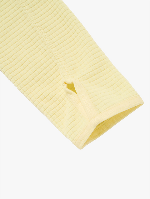 Goal Studio Women's Grid Fleece Quarter Zip-Up Tee - Light Yellow