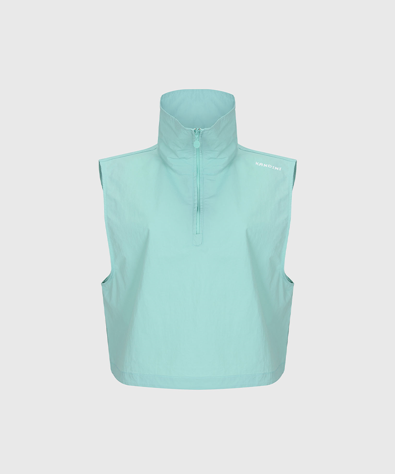 KANDINI Wind Half-Zip Crop Vest - Mint