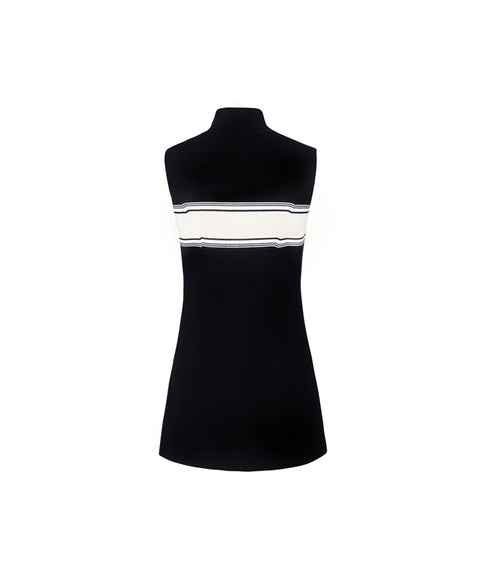 Anell Golf Compact Slit Knit Dress - Black