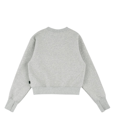 AVEN Round Neck Semi-Crop Sweatshirt - Melange Gray
