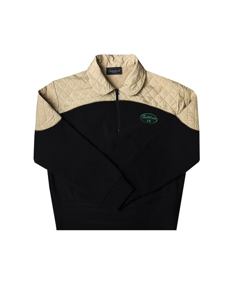 BENECIA 12 Functional Shoulder Color Blocking Fleece Man-to-Man - Black