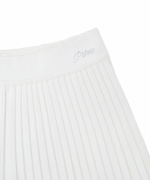 PIV'VEE Pleated Knit Shorts - Cloud White
