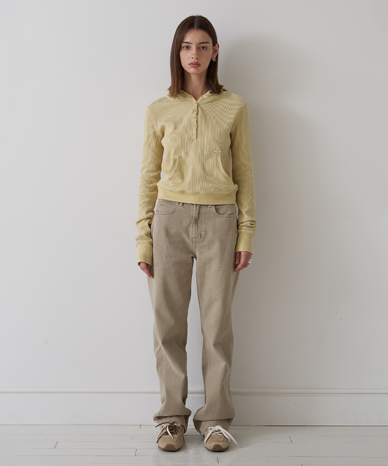 PIV'VEE Hooded Long Sleeve Top - Mist Yellow
